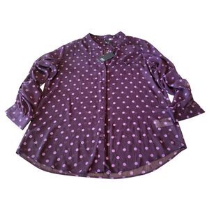 Kut from the Kloth Top Womens XL Purple Pink Polka Dots Long Sleeve Blouse
